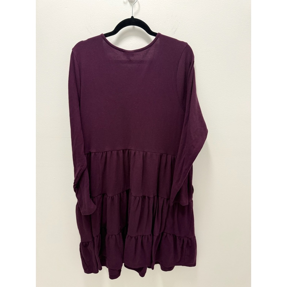 Torrid Purple Waffle Knit Tiered Mini Dress Long Sleeve V-Neck Pockets Size 3 - Picture 8 of 8